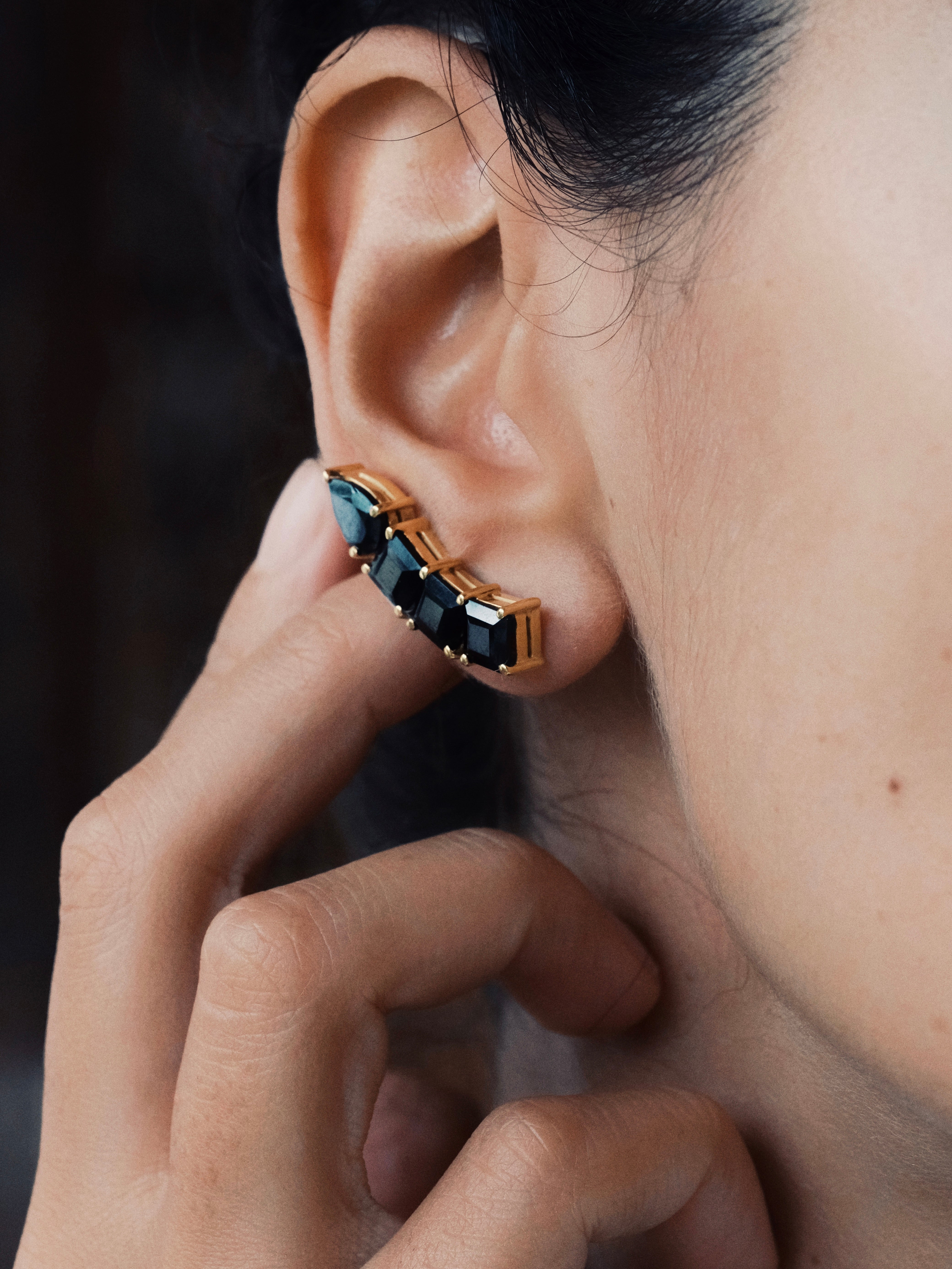 GABRIELLA Black Spinel Gold Earrings