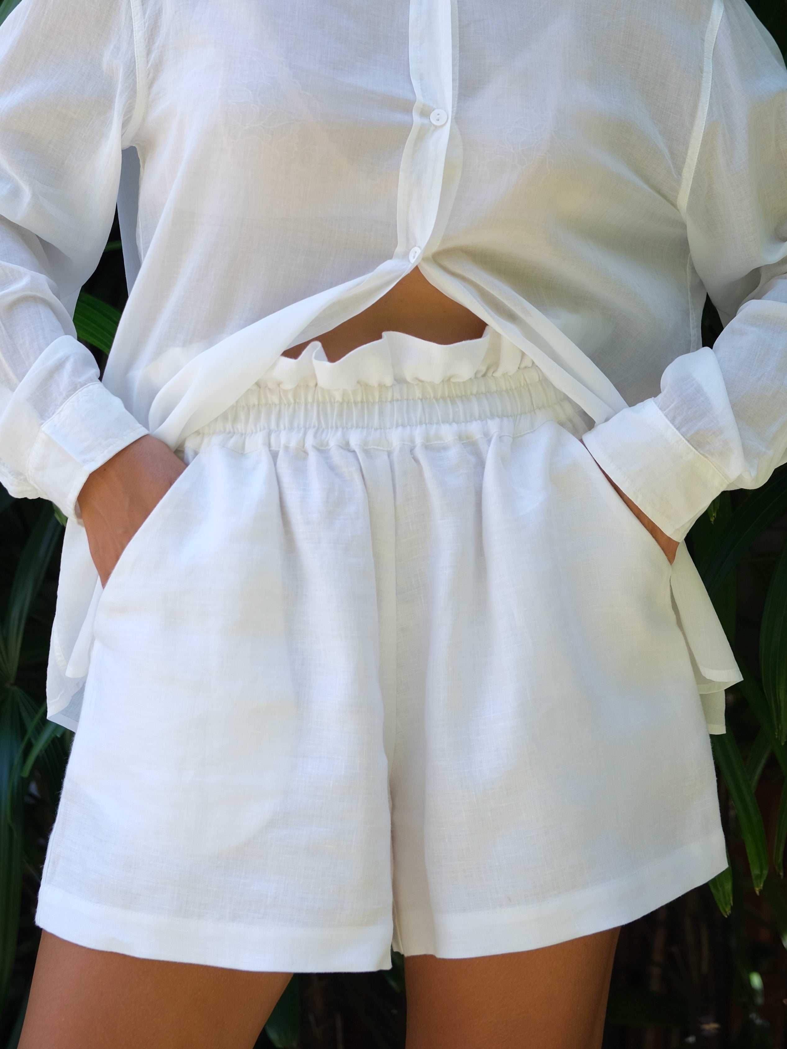 Shorts Paperbag Waist Linen White
