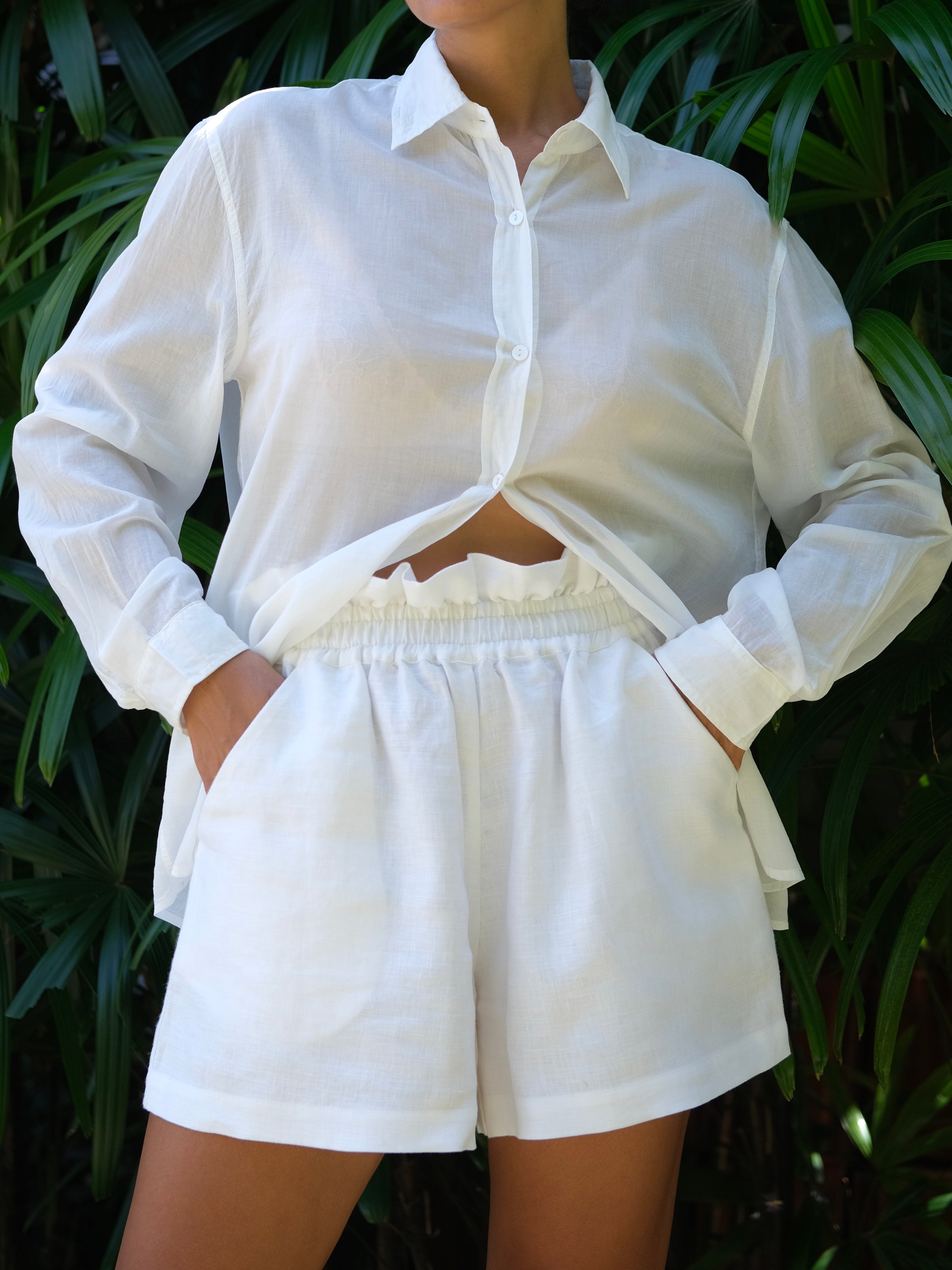 Shorts Paperbag Waist Linen White