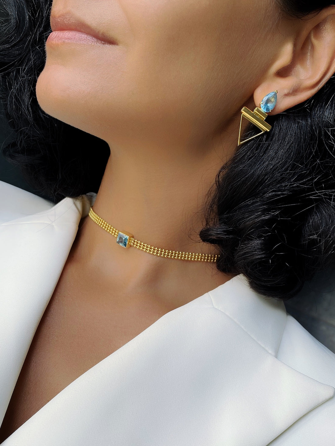 LISA Blue Topaz Gold Earrings