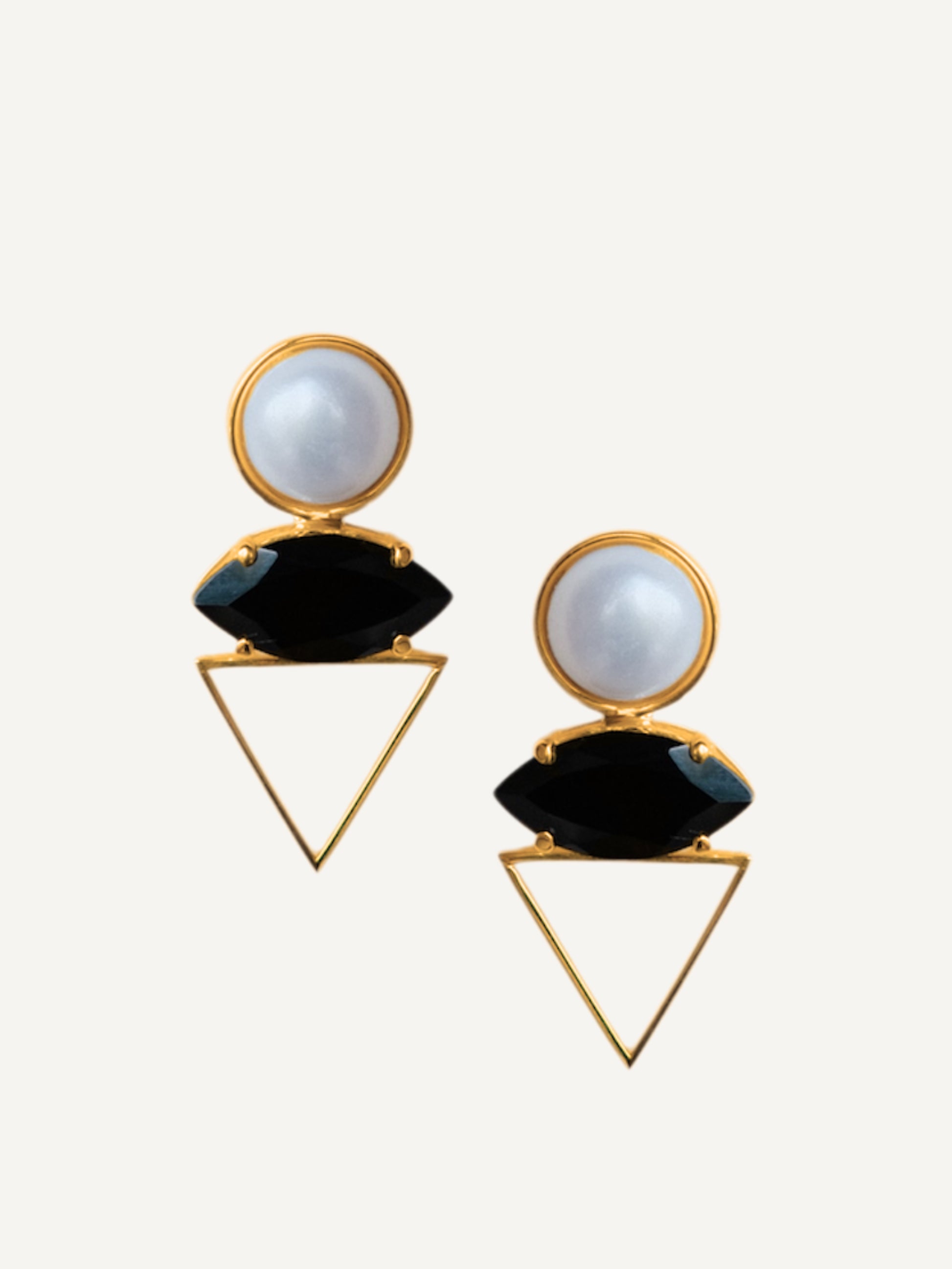 LORA Black Spinel Gold Earrings