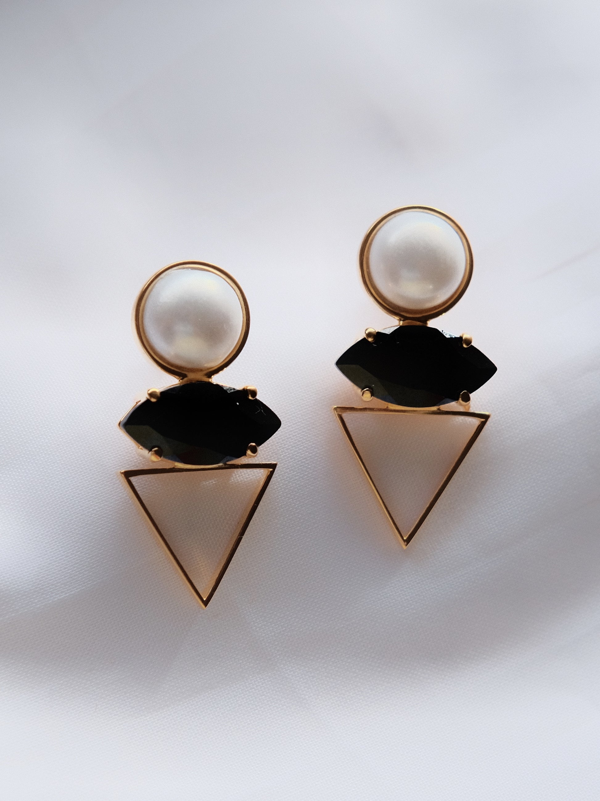 LORA Black Spinel Gold Earrings