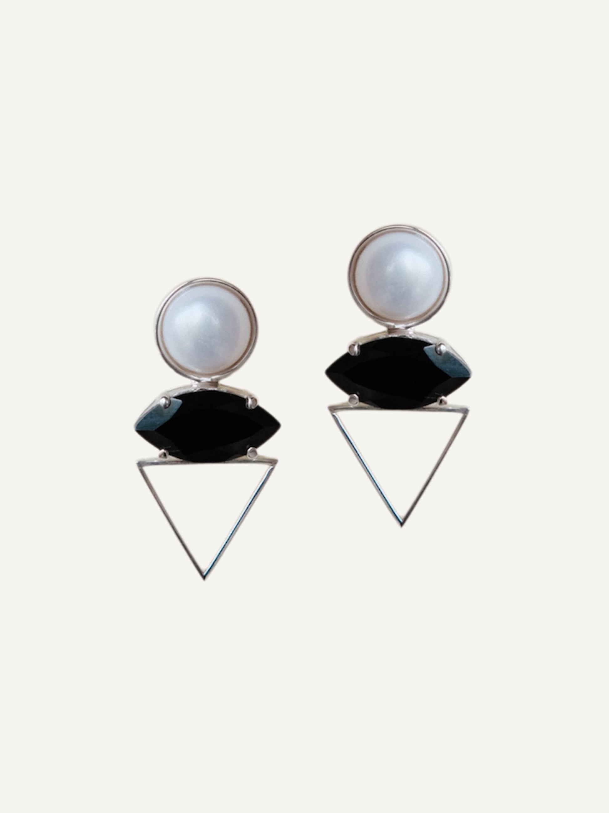 LORA Black Spinel Silver Earrings