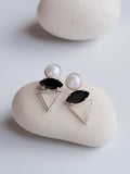 LORA Black Spinel Silver Earrings