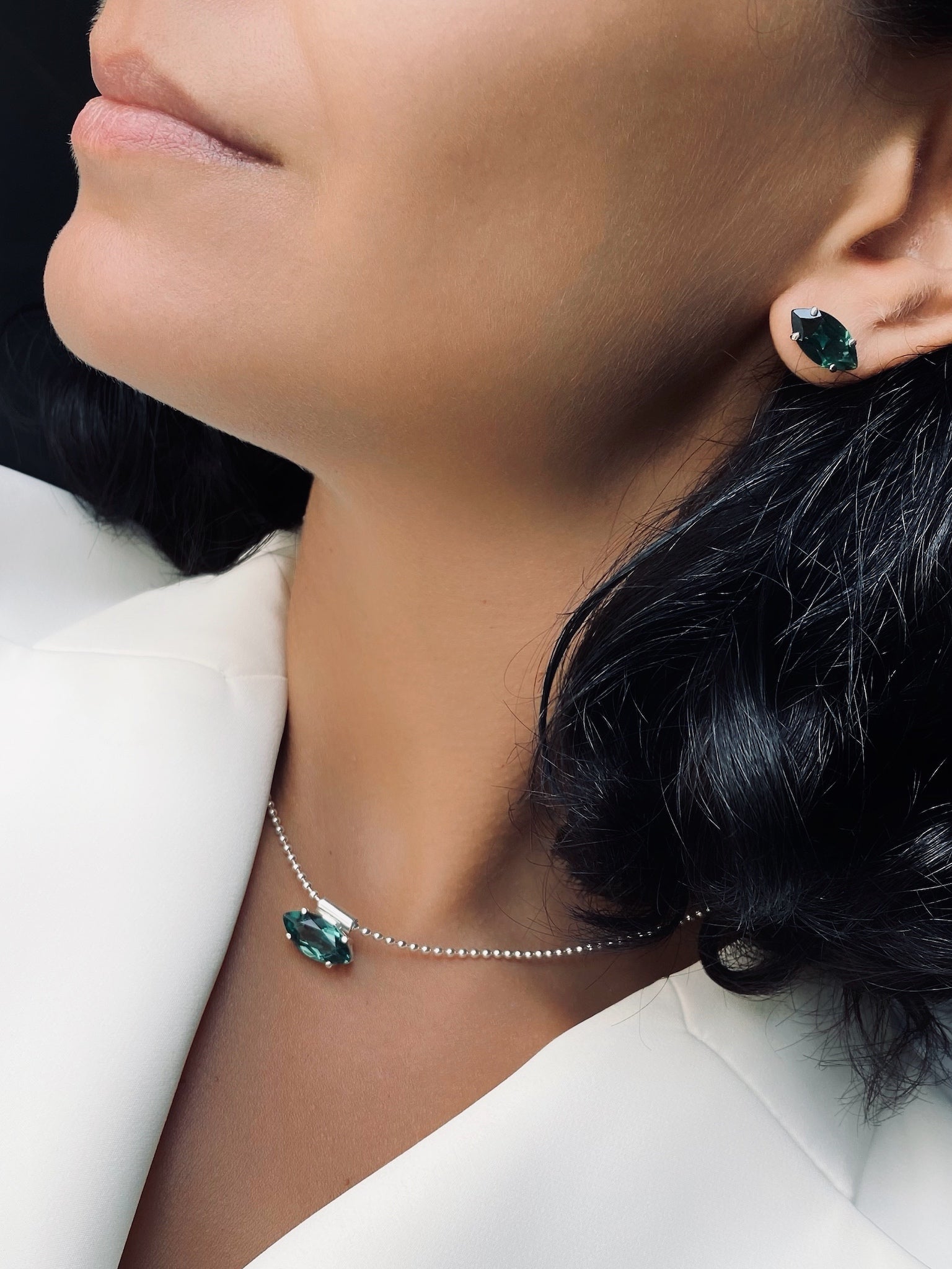 MELANI Green Quartz Silver Earrings