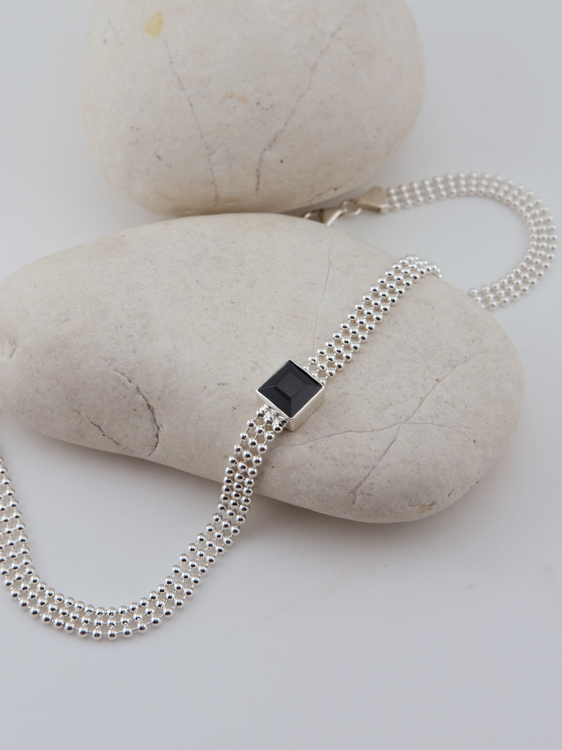 AVA Black Spinel Silver Necklace