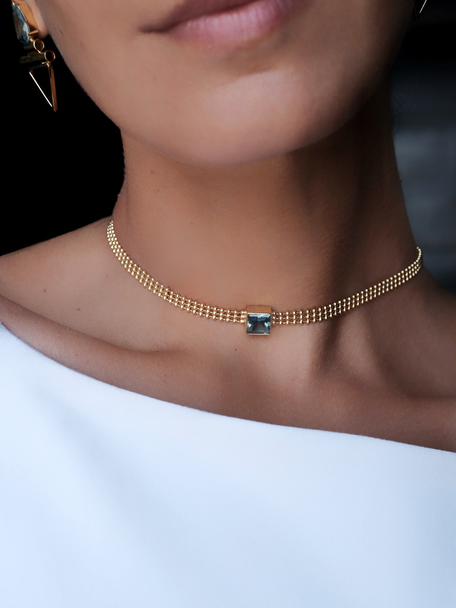 AVA Blue Topaz Gold Necklace