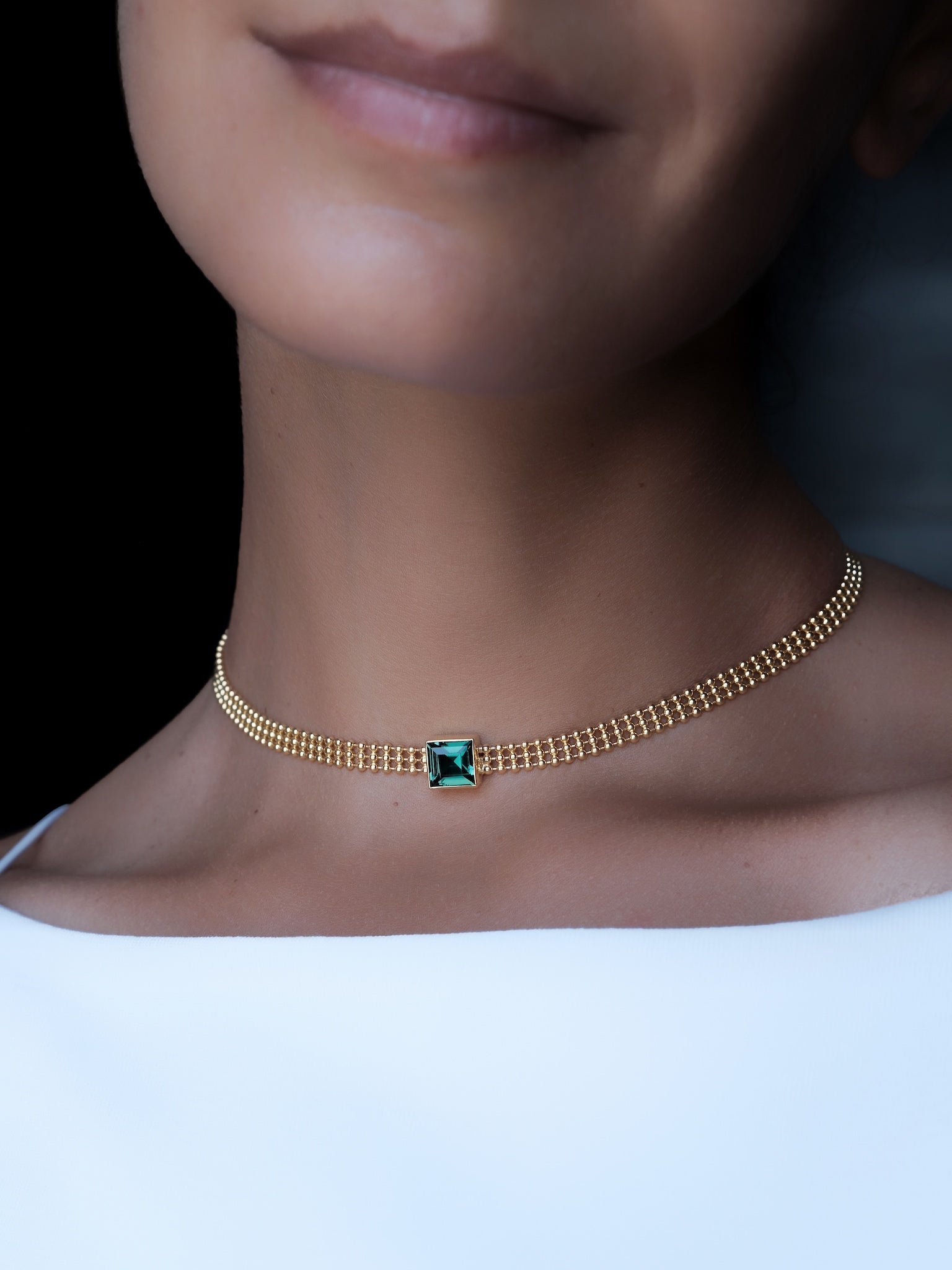 AVA Green Quartz Gold Necklace