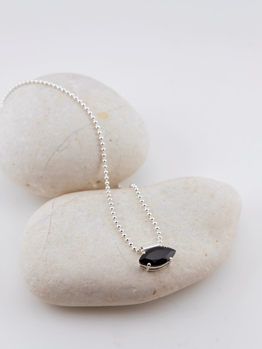 JULIA Black Spinel Silver Necklace