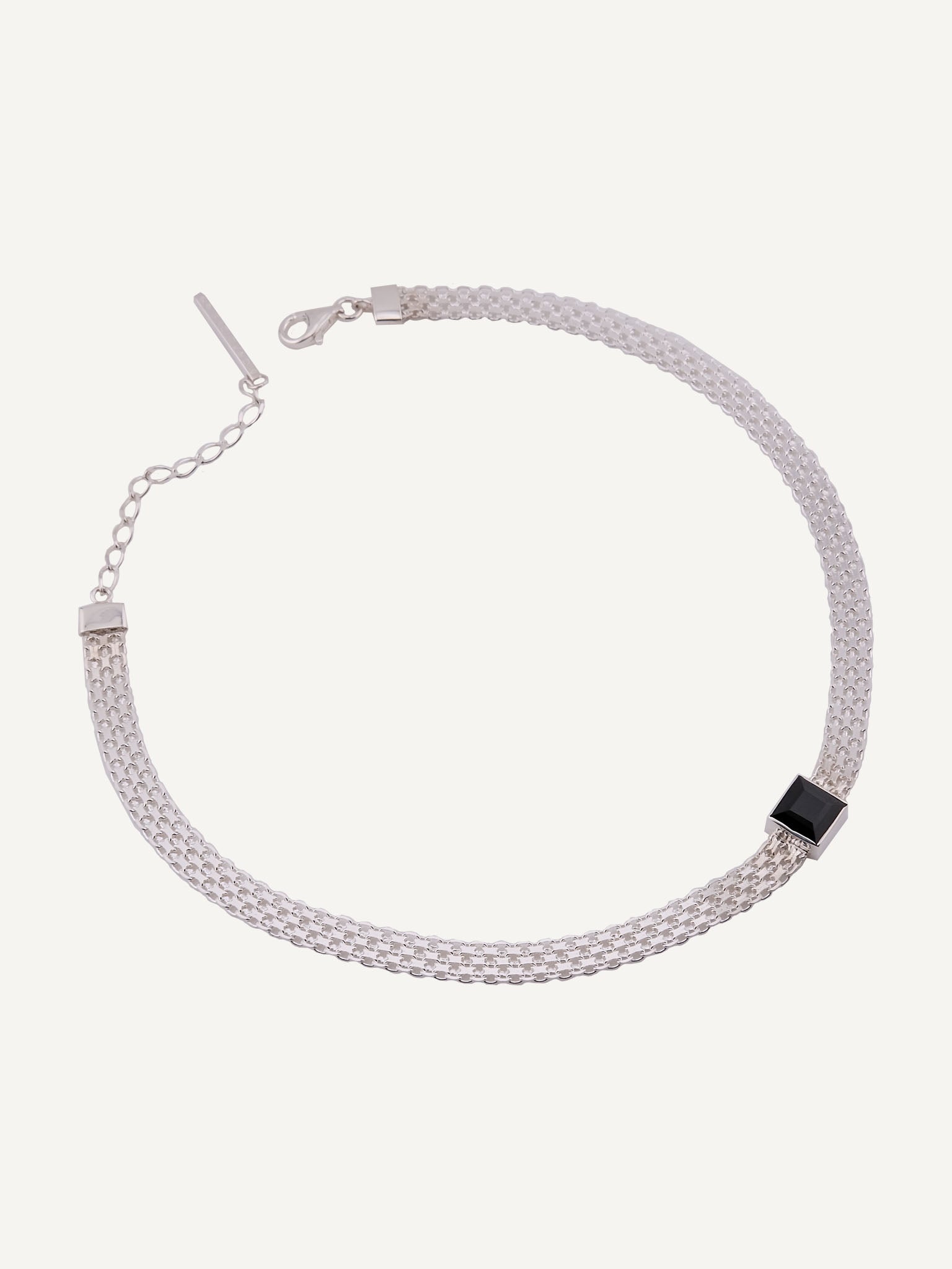 MADINA Black Spinel Silver Necklace