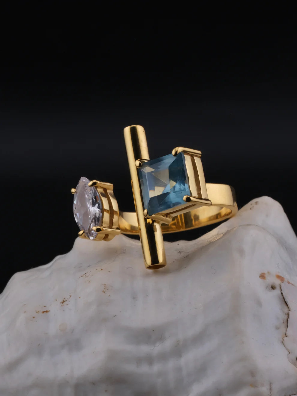 EMMA Blue Topaz Gold Ring