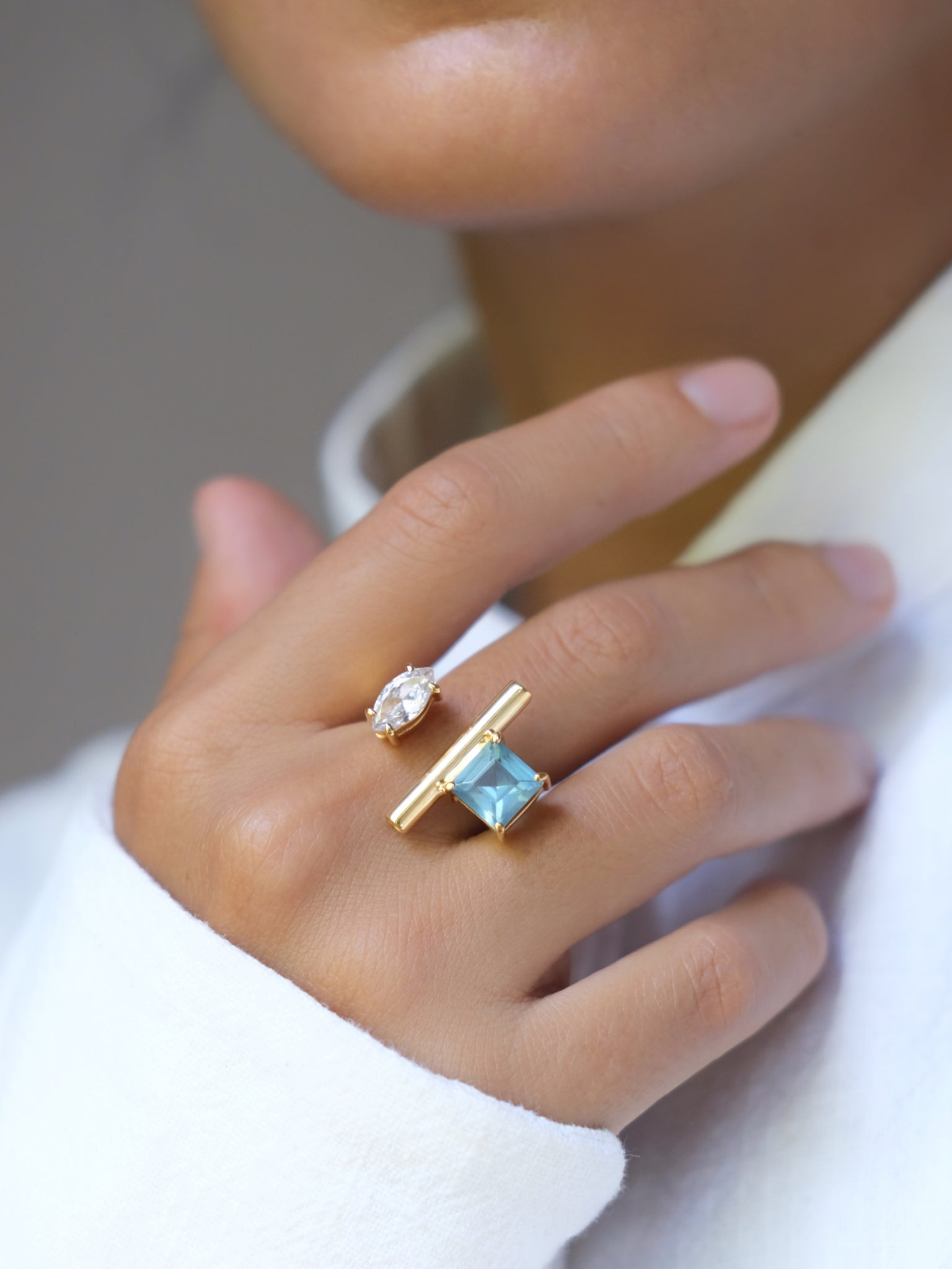 EMMA Blue Topaz Gold Ring