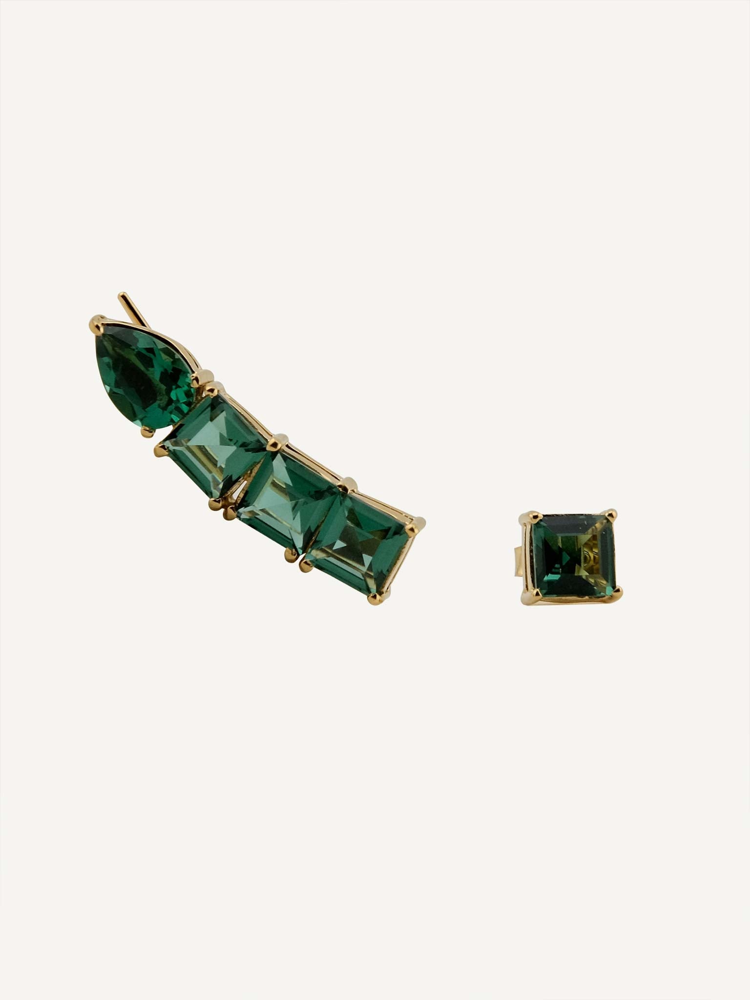 GABRIELLA Green Quartz Gold Earrings