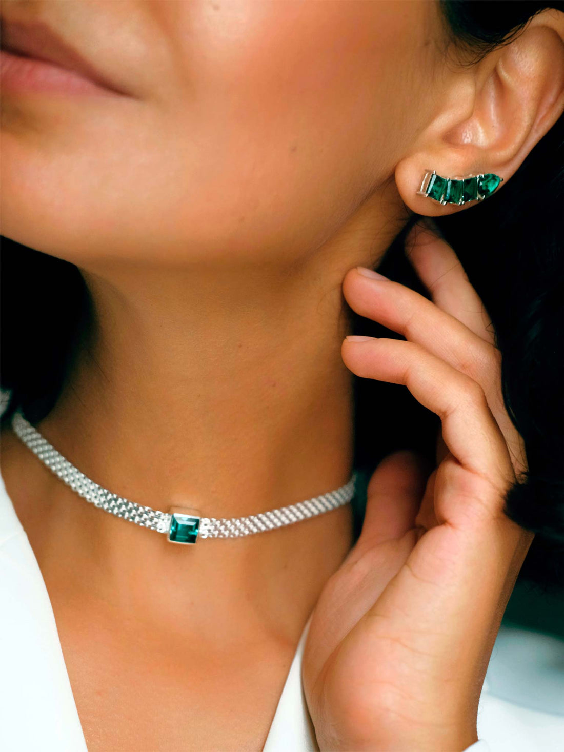 GABRIELLA Green Quartz Silver Earrings