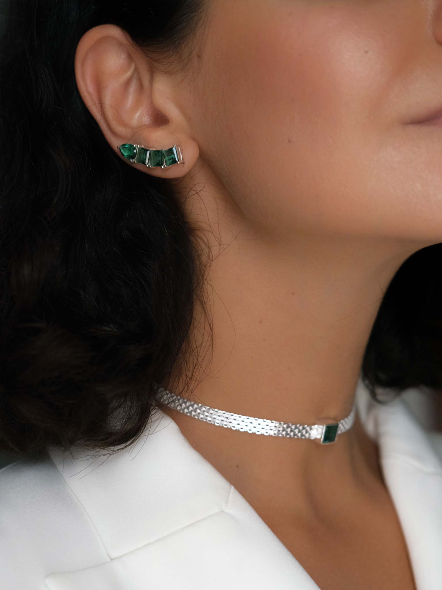 GABRIELLA Green Quartz Silver Earrings