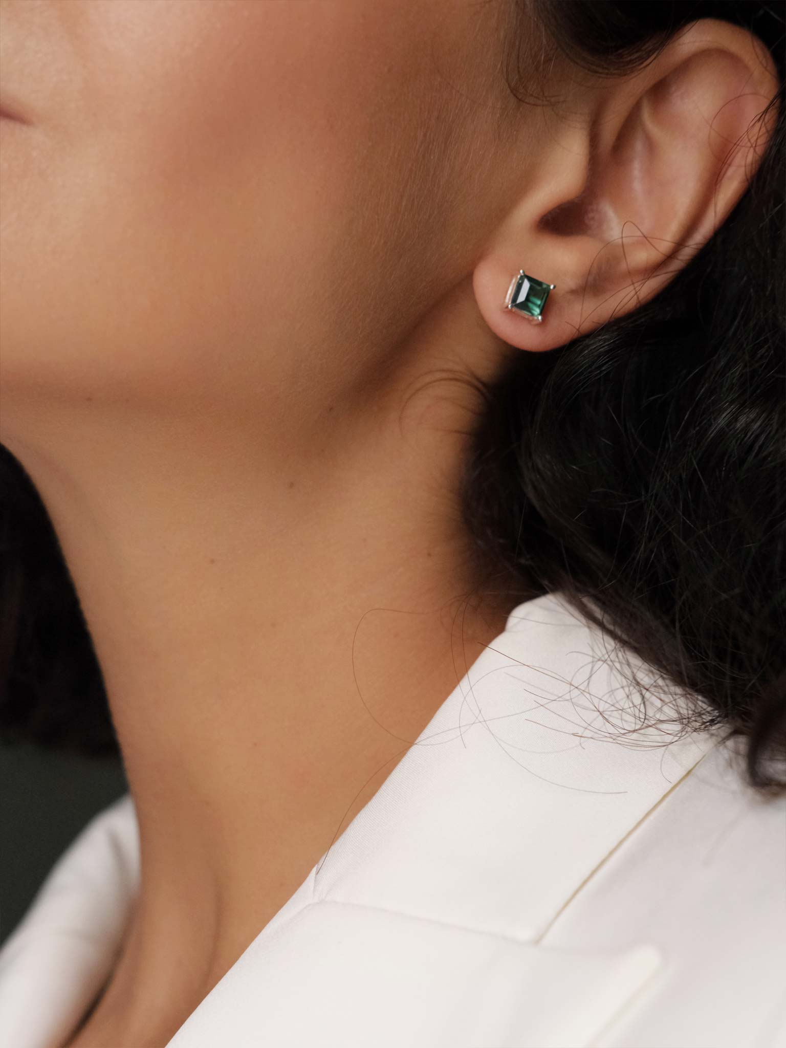 GABRIELLA Green Quartz Silver Earrings