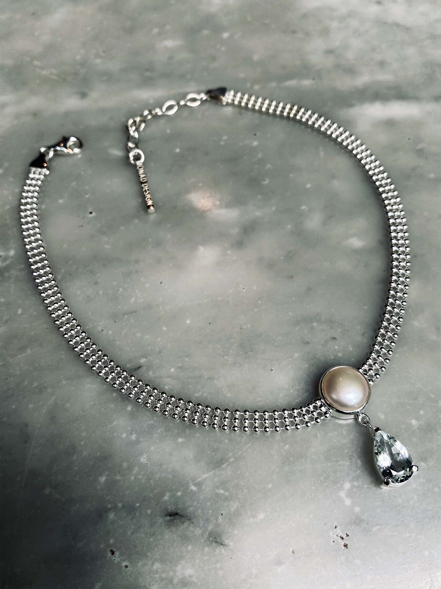 Necklace Firena Silver on stone