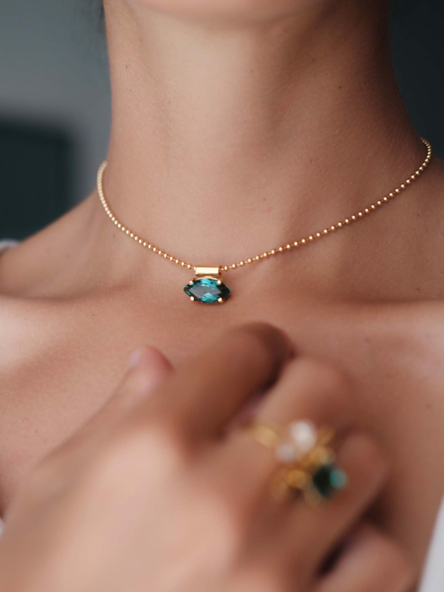 JULIA Green Quartz Gold Necklace