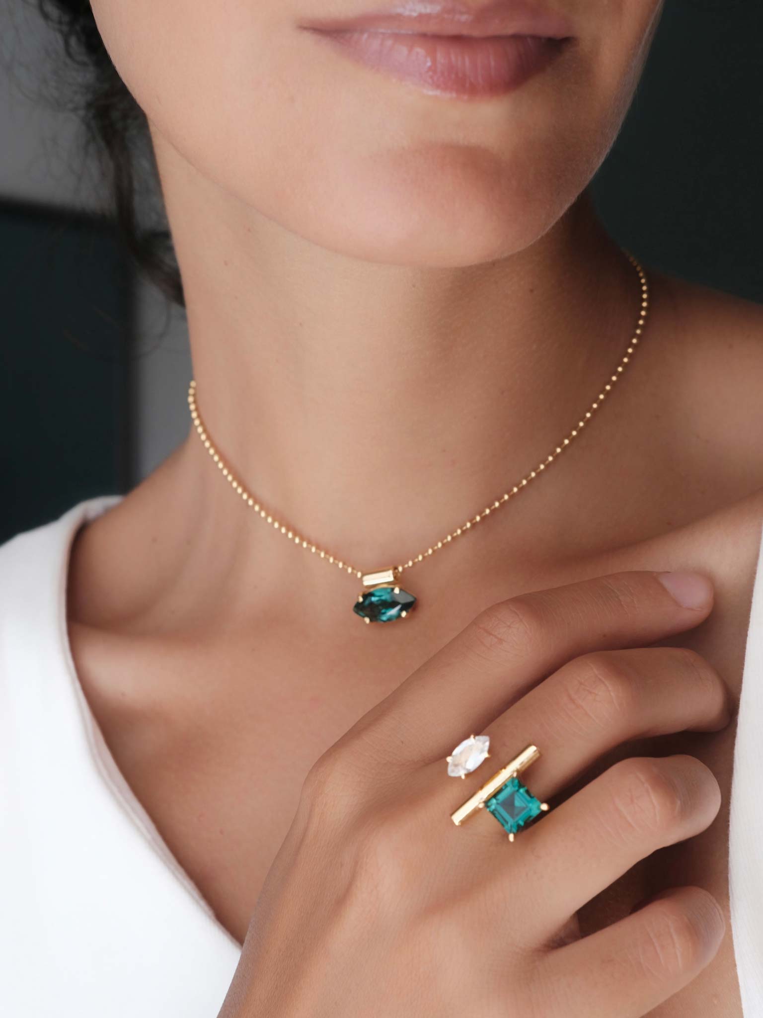 JULIA Green Quartz Gold Necklace