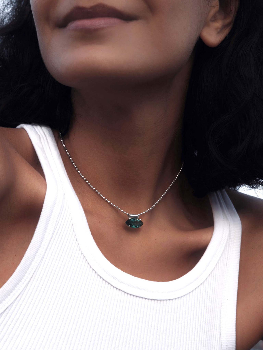JULIA Green Quartz Silver Necklace